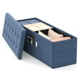 thumbnail image 1 of Costway Fabric Folding Storage Ottoman Storage Chest W/Divider Bed End Bench Navy, 1 of 10