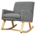 thumbnail image 1 of Costway Fabric Rocking Chair Upholstered Mid Century Accent Armchair Gray, 1 of 12