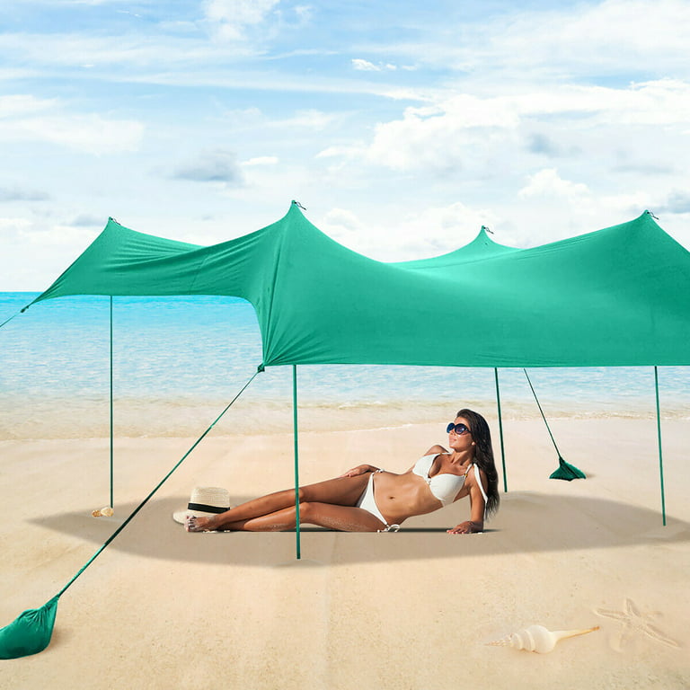 SUN NINJA Pop Up Beach Tent Sun Shelter UPF50+,Ground Pegs and Stability  Poles