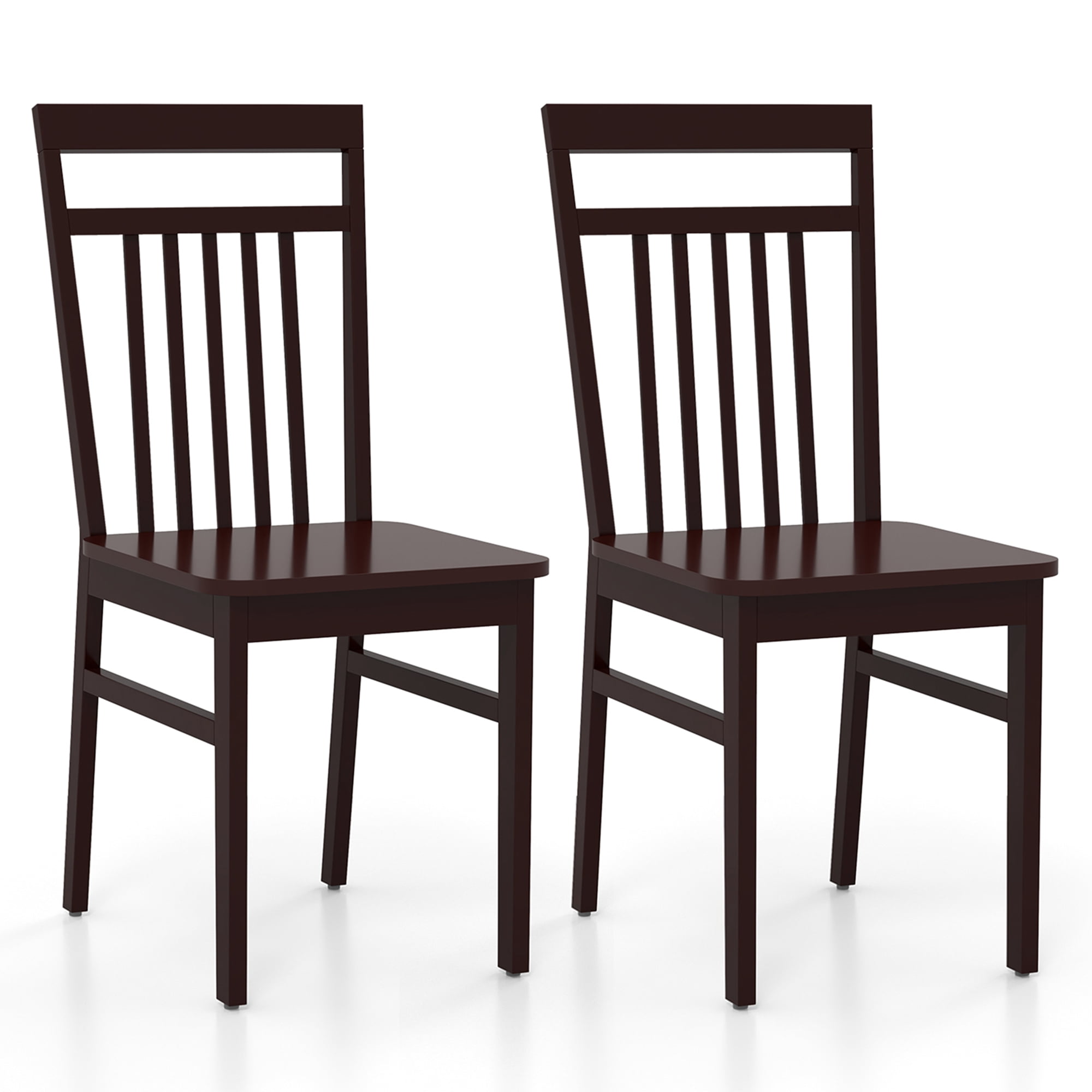 Costway Farmhouse Dining Chair Set of 2 Armless Wooden Chair with