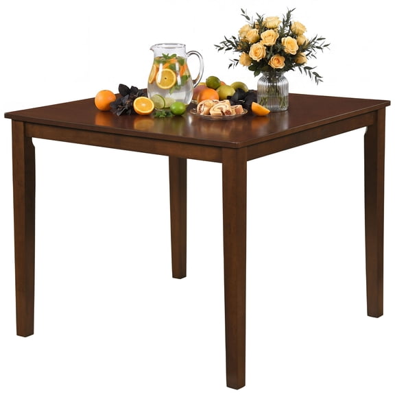Costway Farmhouse Dining Table for 4 People, 35 Square Kitchen Table with Rubber Wood Legs