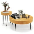thumbnail image 1 of Costway Farmhouse Round Coffee Table Set of 2 End Table Natural Finish for Living Room, 1 of 11