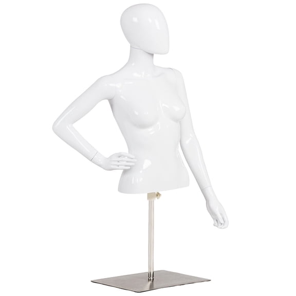Costway Female Mannequin Realistic Torso Half Body Head Turn Dress Form Display w/Base