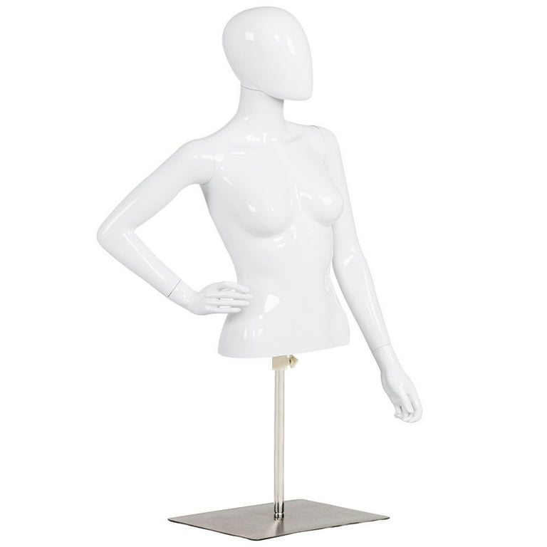 Costway Female Mannequin Realistic Torso Half Body Head Turn Dress Form  Display w/Base 