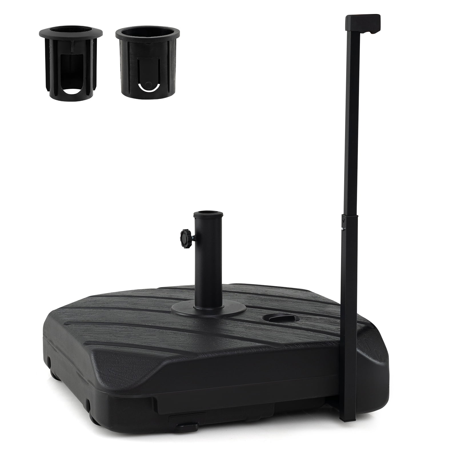 Costway Fillable Patio Umbrella Base with Wheels & Telescopic Pull Rod, Umbrella Stand