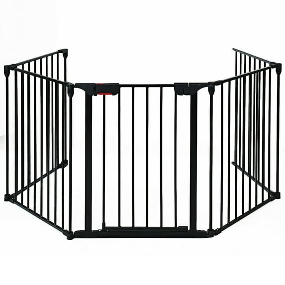 Costway Fireplace Fence Safety Fence Hearth Gate BBQ Metal Fire Gate Pet Black