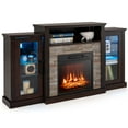 thumbnail image 1 of Costway Fireplace TV Stand with Led Lights & 18'' Electric Fireplace For 65" Wall-Mounted TV Dark Brown, 1 of 9