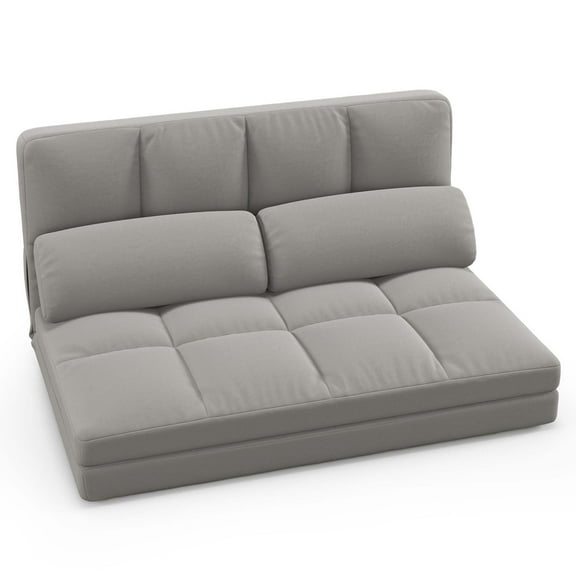 Costway Floor Sofa Bed with 2 Pillows 6 Positions Adjustable Backrest Velvet Cover Light Grey