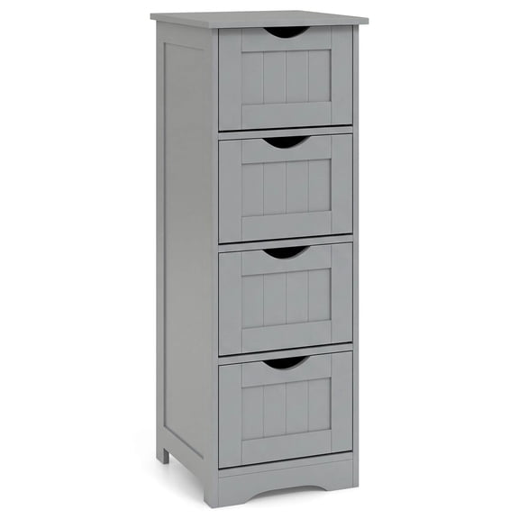 Costway 32.5'' Bathroom Floor Cabinet with Anti-tipping Device Freestanding Towel Cabinet Gray