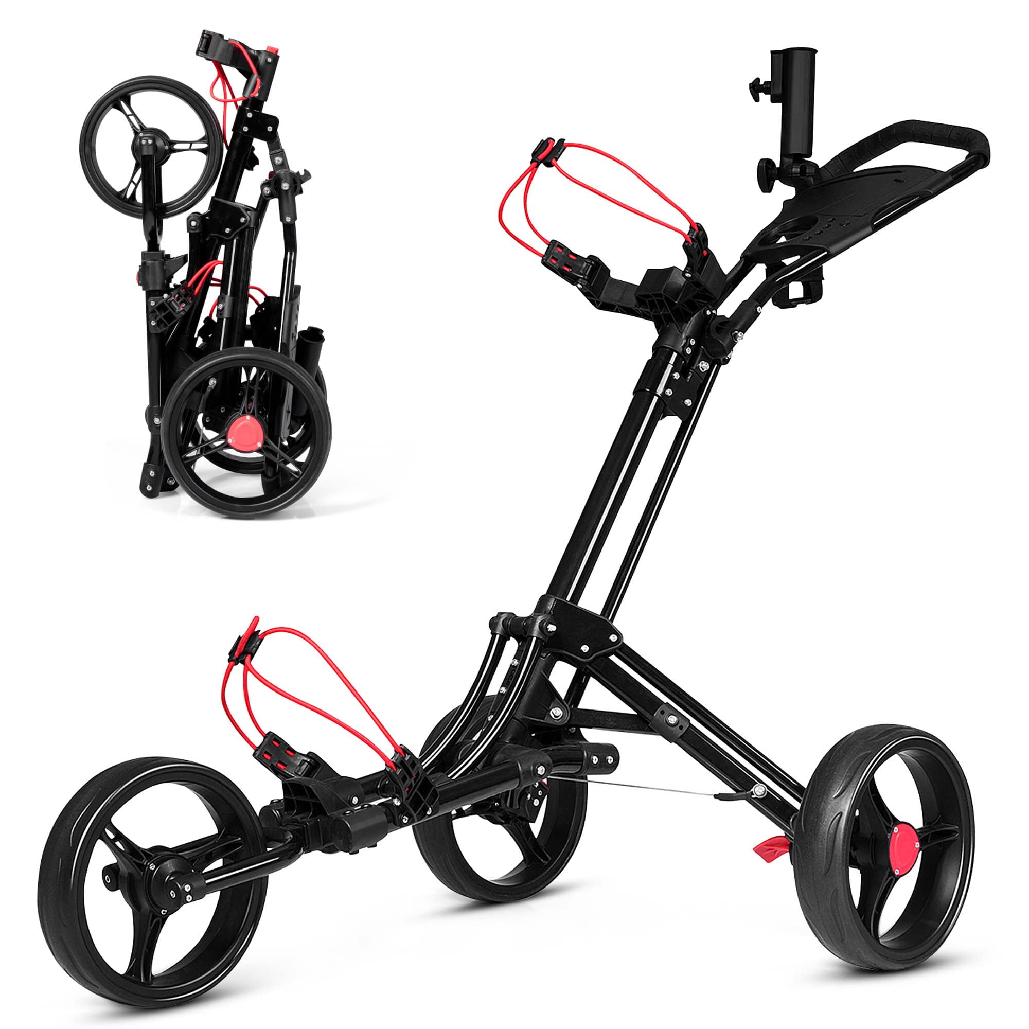 4 Wheel Golf Pushcart Push-Pull Golf Carts Trolley Outdoor Golf Equipment  USA