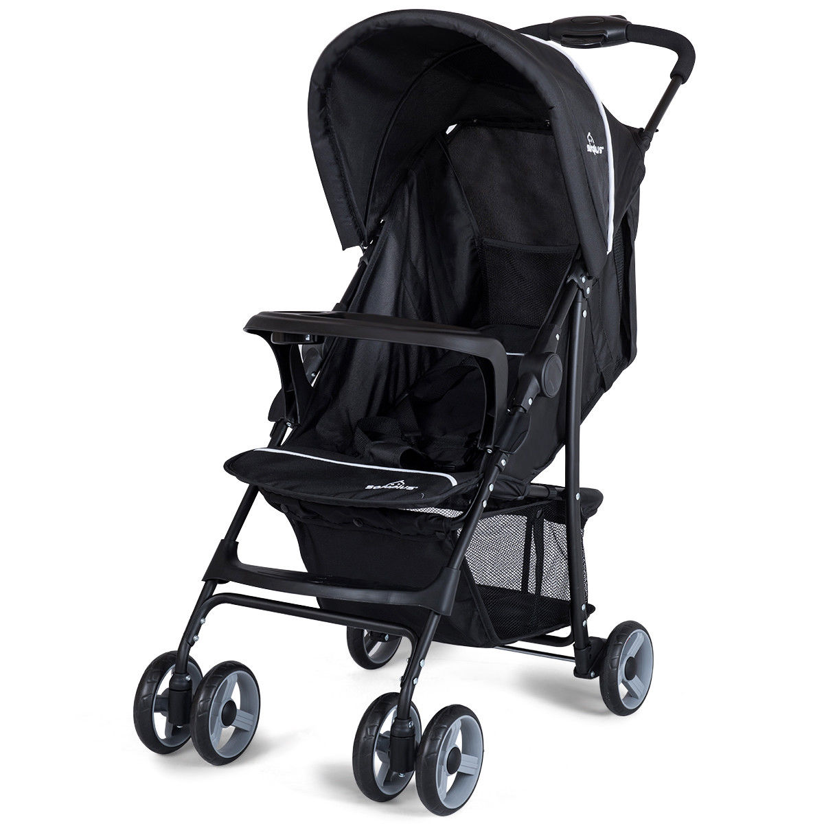 Costway Lightweight Baby Stroller with 5-Point Harness, Black photo 1