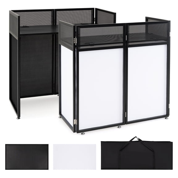 Costway Foldable Mobile DJ Table Stand with Adjustable Feet, Detachable Tabletop for Events