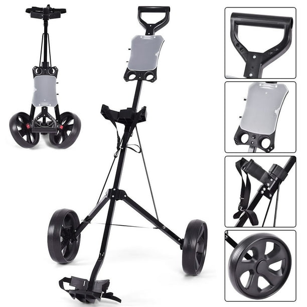 Costway Folding 2 Wheel Push Pull Golf Club Cart Trolley Swivel w