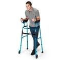 thumbnail image 1 of Costway Folding Aluminum Alloy Wheel Walking Frame Adjustable Walker with Armrest Support Blue, 1 of 13