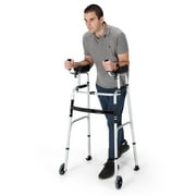Costway Folding Aluminum Alloy Wheel Walking Frame Adjustable Walker with Armrest Support Silver