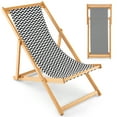 thumbnail image 1 of Costway Folding Bamboo Sling Lounge Chair Reclining Canvas Portable Outdoor, 1 of 7