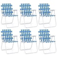 thumbnail image 1 of Costway Folding Beach Chairs Set of 6 with Armrests for Adults Loads up to 330 LBS Blue, 1 of 10