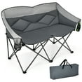 thumbnail image 1 of Costway Folding Camping Chair Loveseat Double Seat w/ Bags & Padded Backrest Gray, 1 of 11