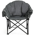 thumbnail image 1 of Costway Folding Camping Moon Padded Chair with Carry Bag Cup Holder Portable Grey, 1 of 7