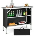 thumbnail image 1 of Costway Folding Camping Table Aluminum Portable Picnic Table with 2-Tier Shelves Black, 1 of 10