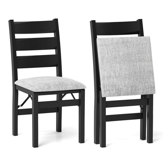 Costway Folding Chairs Set of 2 Modern Upholstered Chairs with Comfy Backrest & Padded Seat