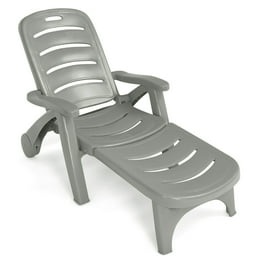 Techmilly Adjustable Oversized Outdoor Lounge Chair with Cup Holder Extra Wide Deck Chair Made of Durable Plastic Walmart