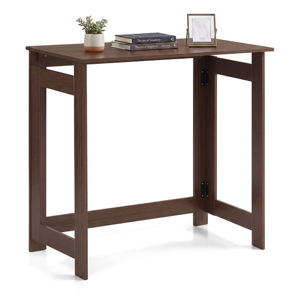 Costway Folding Console Table, Entryway Table with Foldable Legs, Behind Couch Sofa Table Brown