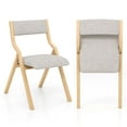 thumbnail image 1 of Costway Folding Dining Chair Set of 2 Wooden Upholstered Modern Linen Fabric Padded Seat, 1 of 8