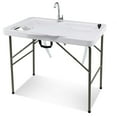 thumbnail image 1 of Costway Folding Fish Cleaning Table with 2 Built-in Sinks & 360°Rotatable Faucet, 1 of 9