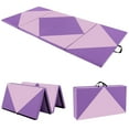 thumbnail image 1 of Costway Folding Gymnastics Mat 8' x 4' x 2'' PU Leather Tumbling Exercise Mat Yoga Gym Pink+Purple, 1 of 8