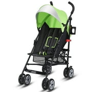 Costway Folding Lightweight Baby Toddler Umbrella Travel Stroller with Storage Basket Green