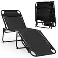thumbnail image 1 of Costway Folding Lounge Chaise 16'' High Recline Chair W/Adjustable Backrest and Footrest Black, 1 of 10