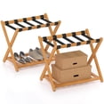 thumbnail image 1 of Costway Folding Luggage Racks Set of 2 with Storage Shelf & 5 Nylon Straps Luggage Holder, 1 of 10
