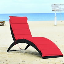 Costway Folding Patio Rattan Lounge Chair Chaise Cushioned Portable Garden Lawn Red