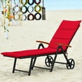 thumbnail image 1 of Costway Folding Patio Rattan Lounge Chair Cushioned Aluminum w/ Wheel Red, 1 of 9