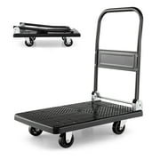 Costway Folding Push Cart Dolly Platform Hand Truck with 360  Swivel Wheels 440LBS Capacity