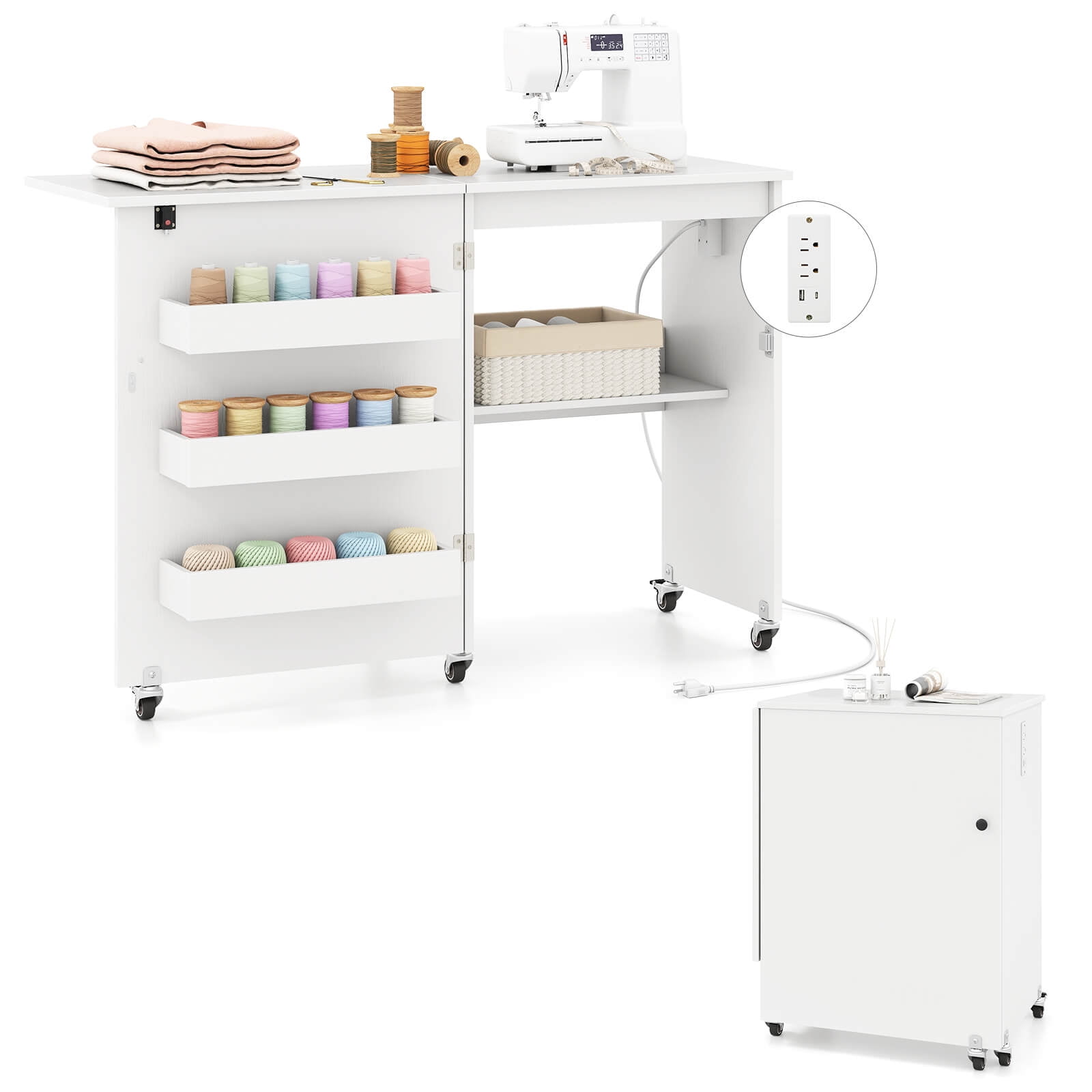 Best Choice Products Sewing Machine Table, Craft Storage