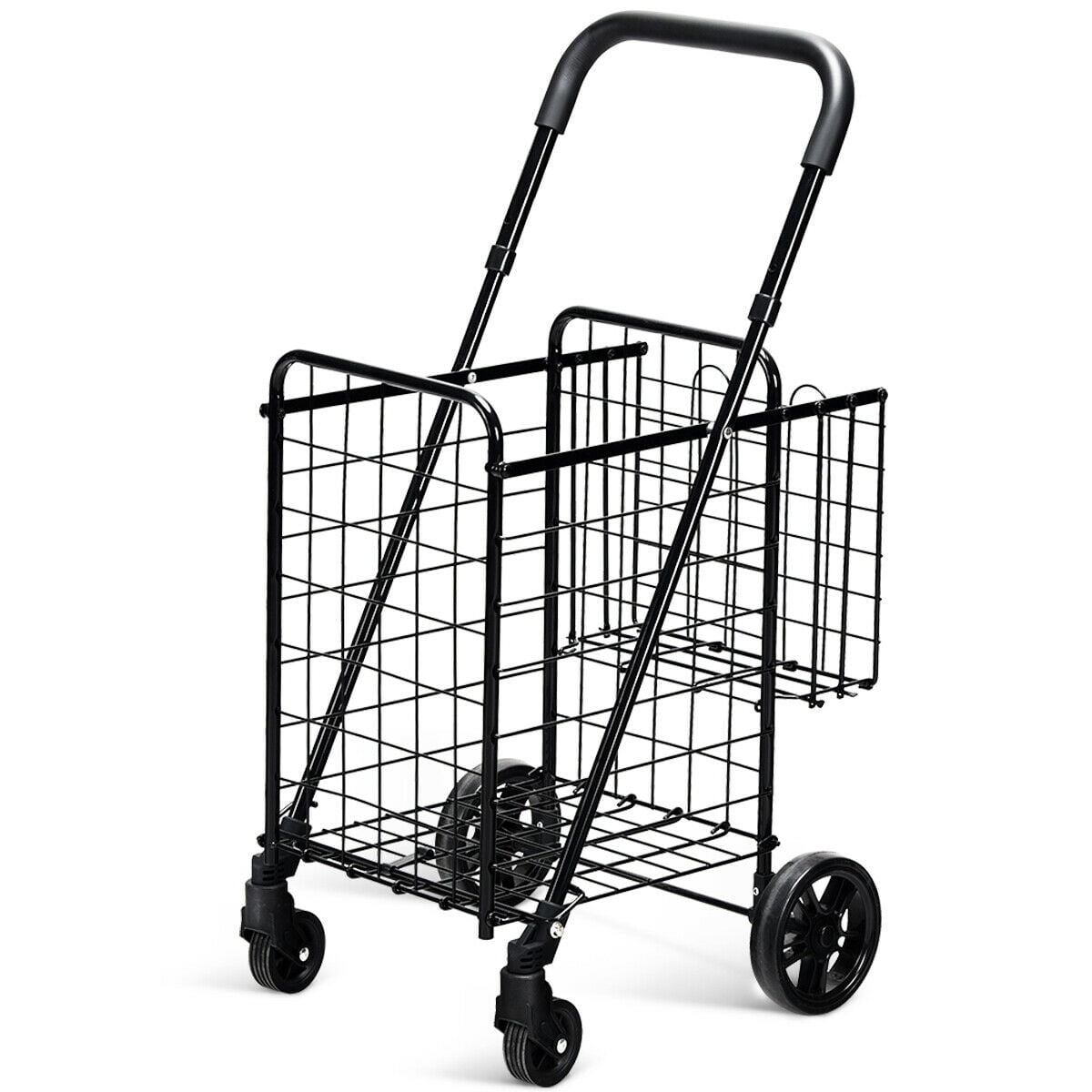 Costway Folding Shopping Cart Jumbo Basket Rolling Utility