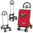 thumbnail image 1 of Costway Folding Shopping Cart Utility Hand Truck with Rolling Swivel Wheels, Removable Bag & Cozy Handle Red, 1 of 9