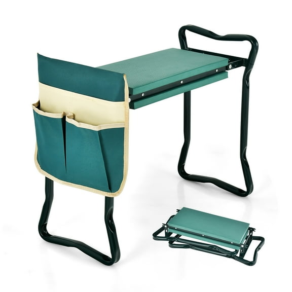 Costway Folding Sturdy Garden Kneeler Gardener Kneeling Pad & Cushion Seat Knee Pad Seat Green