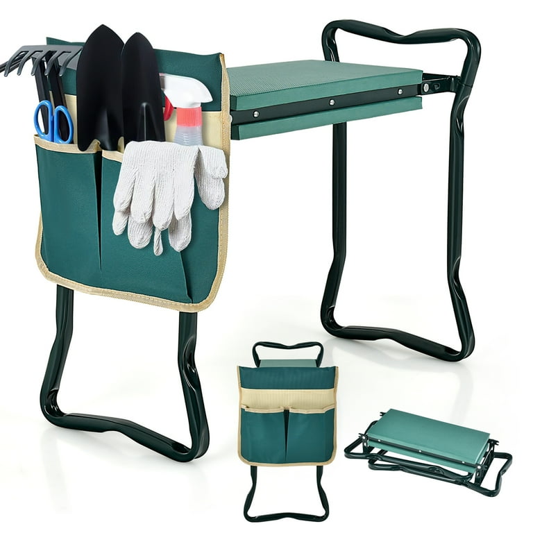 Costway Folding Sturdy Garden Kneeler Gardener Kneeling Pad Cushion Seat Knee Pad Seat