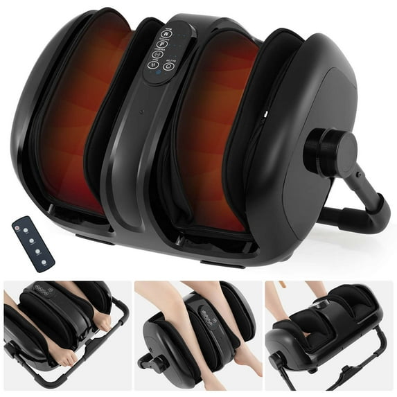 Costway Foot & Calf Massager Vibration Compression Electric Leg Massager Machine with Heat Black