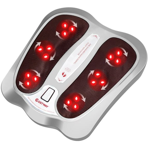 Costway Foot Massager with Shiatsu Heated Electric Kneading Foot & Back Massager Silver