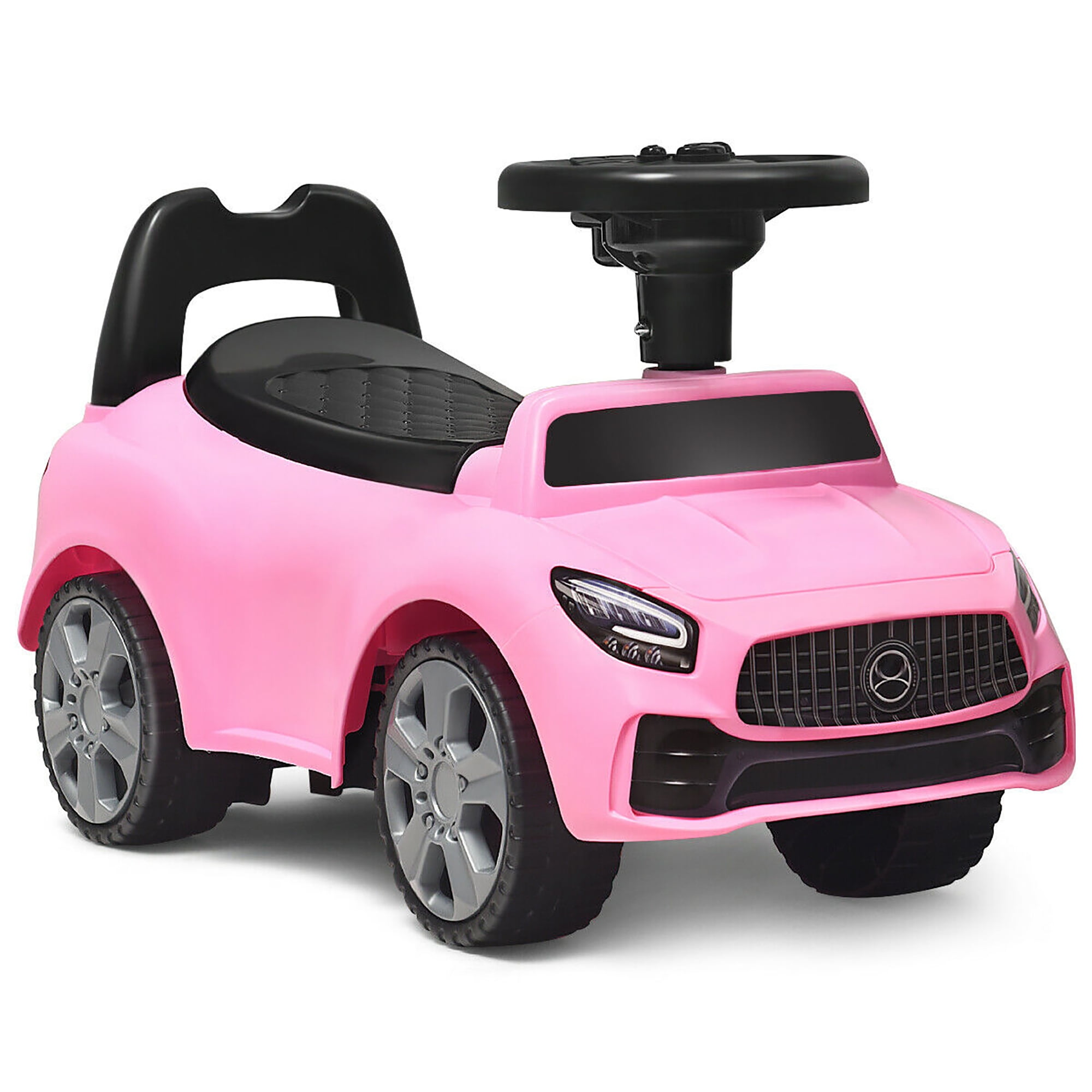 Costway Foot to Floor Kids Ride On Push Car w Horn and Music Pink