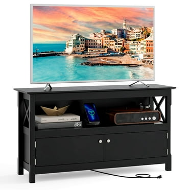 Costway Free Standing TV Cabinet Wooden Console TV Media Entertainment Black
