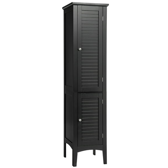 Costway Freestanding Bathroom Storage Cabinet Linen Tower Kitchen Living Room Black