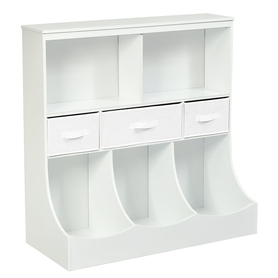 Costway Freestanding Combo Shelf Cubby BinW/3 Baskets White