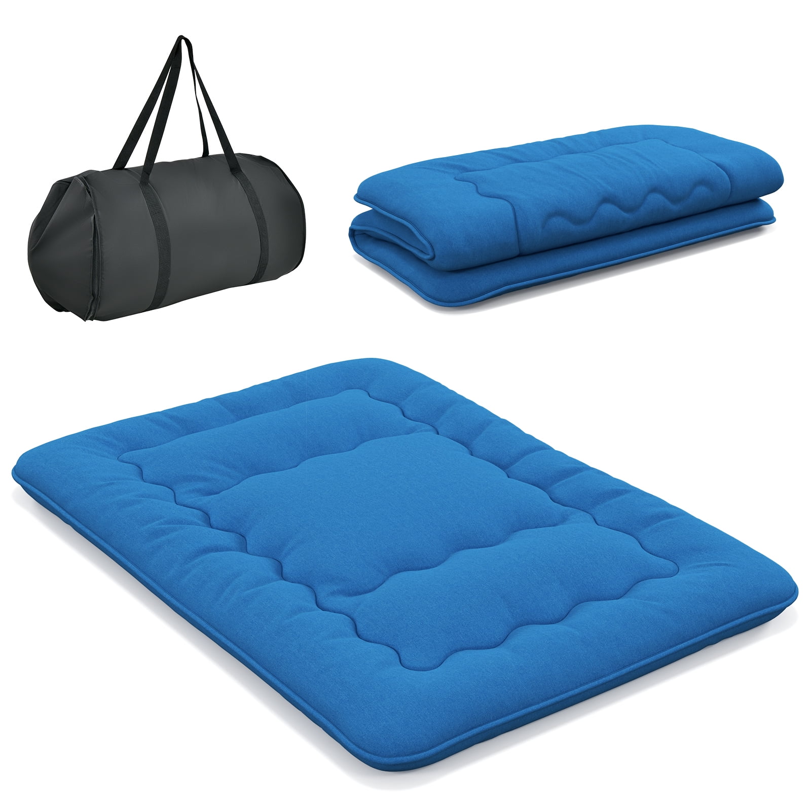 Costway Full Foldable Futon Mattress, Portable Japanese Floor Pad, Washable Cover, Carry Bag in