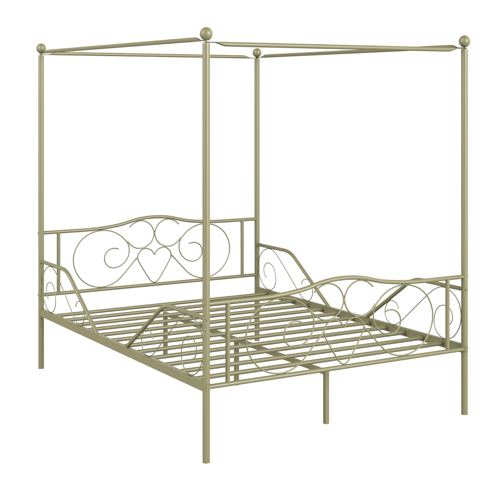 Costway Full Size Metal Canopy Bed Frame 4 Poster Steel Slats Headboard