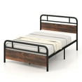 thumbnail image 1 of Costway Full Size Metal Platform Bed Frame Industrial Headboard Mattress Foundation, 1 of 10